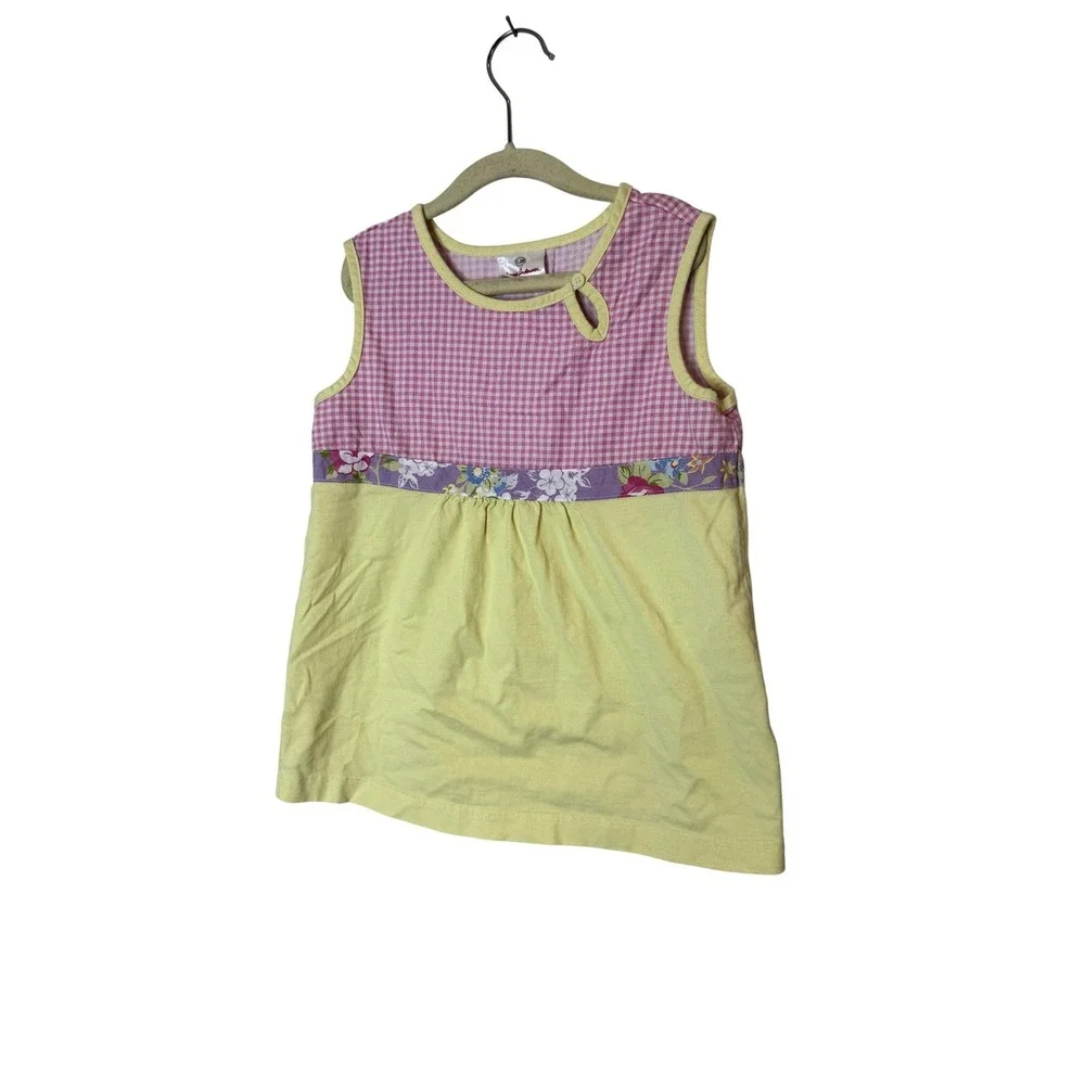 Hanna Andersson Dress Girls‎ 6-7 Years Multicolor Gingham Floral Sleeveless Knit